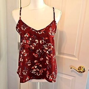 Hollister Maroon floral cami. Boho with adjustable straps.  Size Medium